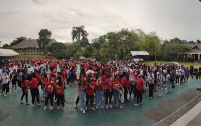 <p><strong>TOURISM WEEK</strong>. Hundreds of students join the kick-off activity for the World Tourism Month and Tourism Week celebration in Negros Oriental on Monday (Sept. 19, 2022). The students are taking up courses related to the tourism industry, such as hotel and restaurant management. <em>(Photo courtesy of Maritoni Mascardo/Provincial Tourism Unit)</em></p>