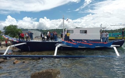 <p><strong>MODERN FISHING VESSEL</strong>. A 62-foot fiberglass reinforced plastic handline fishing boat was launched on Sept. 21, 2022 to benefit small-scale fishermen in Currimao town in Ilocos Norte. The town is among the four municipality-recipients of the program in the Ilocos Region. <em>(Photo courtesy of Vanessa Dagdagan)</em></p>