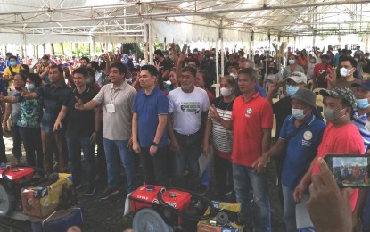<p><strong>DISTRIBUTION</strong>. The National Irrigation Administration distributed 70 water pumps and engine sets to farmers associations in Pangasinan on Sept. 21, 2022. The associations were from the six districts of Pangasinan.<em> (Photo by Hilda Austria)</em></p>