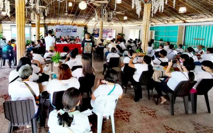 <p><strong>CASH AID.</strong> Fifty residents of Bacuag, Surigao del Norte, whose livelihoods are affected by the Covid-19 pandemic, receive PHP750,000 financial aid on Thursday (Sept. 22, 2022). The release of the financial grant under the Sustainable Livelihood Program of the Department of Social Welfare and Development is facilitated by the Office of Senator Christopher Lawrence 'Bong' Go. <em>(Photo courtesy of Bacuag LGU)</em></p>