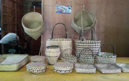 <p><strong>BAMBOO PRODUCTS</strong>. The Ramon Magsaysay Bamboo crafters Association in San Remigio, Antique displays its products during the April-May Trade and Tourism Fair at the old capitol building in the capital town of San Jose de Buenavista. Irele Mahimpit, president of Ramon Magsaysay Bamboocrafters Association, said Friday (Sept. 23, 2022) the provision of a free showroom at the building has doubled their income. (Photo courtesy of Irele Mahimpit)</p>