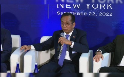 <p><strong>ECONOMIC GROWTH DRIVERS</strong>. Socioeconomic Planning Secretary Arsenio Balisacan joins the panel discussion of the Philippine economic briefing in New York on Sept. 22, 2022. Balisacan cited the economic growth drivers in the country which include agriculture and mining. <em>(Screenshot from Bangko Sentral ng Pilipinas Facebook page)</em></p>