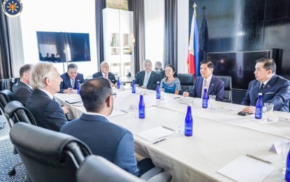 <p><strong>KEY MEETING.</strong> President Ferdinand Marcos Jr. (3rd from left, right side) engages in discussions with Prime Minister Fumio Kishida of Japan (partly hidden) and former United Kingdom Prime Minister Tony Blair (center, left side) in New York City on Thursday (Manila time). Marcos has been attending business and bilateral meetings on the sidelines of his attendance at the 77th United Nations General Assembly to strengthen Philippine ties with UN member states and business organizations. <em>(Courtesy of Office of the President)</em></p>