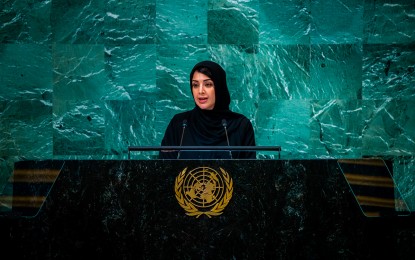 Reem Al Hashemy delivers UAE address at UNGA 77