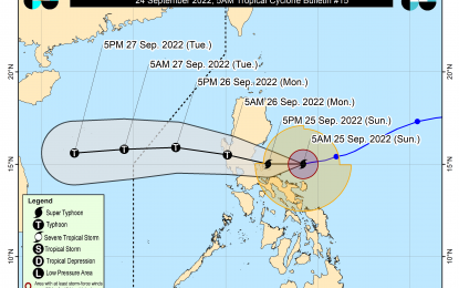 <p>Super Typhoon Karding’s track <em>(Image courtesy of DOST-PAGASA)</em></p>