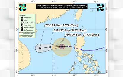 <p>Track of Typhoon “Karding” <em>(Image courtesy of PAGASA)</em></p>