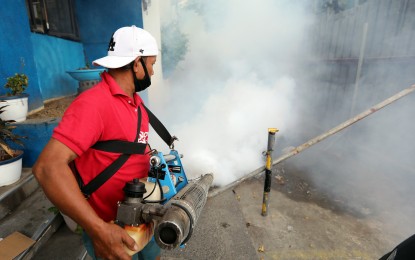 <p><strong>FOGGING OPERATION.</strong> A fogging operation in Cebu City in this undated photo. The Department of Health 7 (Central Visayas) on Wednesday (June 19, 2024) urged the public to continue the practice of the 4S strategy in combating dengue after the region reported nearly 7,000 cases in the first half of 2024. <em>(PNA file photo)</em></p>