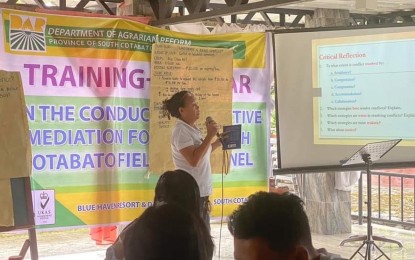<p><strong>UPSKILLING.</strong> Department of Agrarian Reform-South Cotabato conducts a training on effective mediation in this undated photo. The activity will help effectively resolve disputes and enhance the delivery of services. <em>(Courtesy of DAR)</em></p>