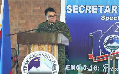 <p><strong>BRINK OF COLLAPSE.</strong> Eastern Mindanao Command (Eastmincom) chief, Lt. Gen. Greg Almerol, says Tuesday (Sept. 27, 2022) the New People’s Army guerrilla units in the regions of Northern Mindanao, Davao, and Caraga are on the brink of collapse with the deaths, arrests, and surrender of their top leaders this month. The Eastmincom also vowed to dismantle the remaining guerrilla fronts of the NPA in Caraga. <em>(Photo grabbed from Eastmincom Facebook page)</em></p>