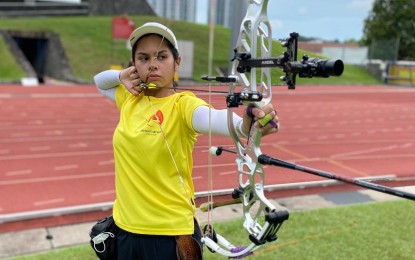 <p><strong>TOP ARCHER:</strong> Andrea Lucia Robles in action during the Singapore Archery Open held at Bukit Gombak Stadium on Sept. 9-11, 2022. Robles won two bronze medals. <em>(Contributed photo)</em></p>