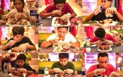 <div dir="auto"><strong>'TINAPANG MANOK'.</strong> The contestants in the Tinapang Manok Eating Contest in SM City Urdaneta Central in Pangasinan on Sept. 21, 2022. It is part of the Tourism Month celebration in the city. <em>(Photo courtesy of Urdaneta City Tourism Office)</em></div>
<div dir="auto"> </div>