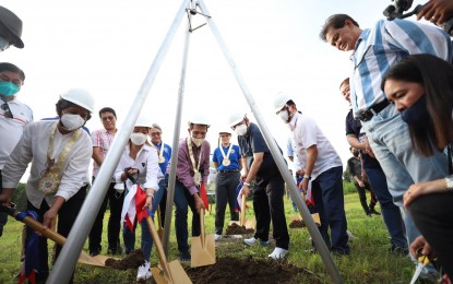 <p><strong>HOUSING PROJECT</strong>. The Department of Human Settlements and Urban Development and the city government of Iloilo hold a groundbreaking for the initial two medium-rise buildings at the Uswag Residential Complex in Barangay San Isidro, Jaro district on Friday (Sept. 30, 2022). The project is expected to benefit an initial 700 informal settler families. <em>(Photo courtesy of Arnold Almacen/City Mayors Office)</em></p>