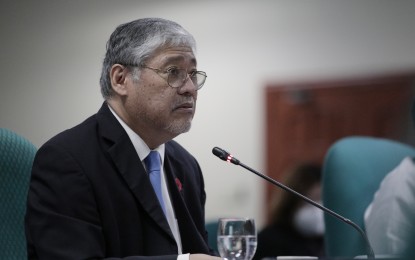 <p>Foreign Affairs Secretary Enrique Manalo <em>(Photo courtesy of Senate PRIB)</em></p>