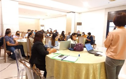 <p><strong>BAMBOO INDUSTRY</strong>. Trade and Industry Western Visayas officer in charge Regional Director Ermelinda Pollentes speaks before stakeholders at the start of the two-day Regional Bamboo Industry Assessment and Strategic Planning held in a hotel in Iloilo City from Oct. 4 to 5, 2022. The activity seeks to come up with a relevant, updated, recalibrated, and inclusive plan to further develop the bamboo industry in the region.<em> (Photo courtesy of DTI Region VI)</em></p>