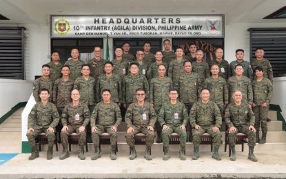 <p class="p1"><span class="s1">The Joint Task Force Agila command staff composed of the brigade, battalion, and post-unit commanders, Brigade TRIAD staff, and other units. <em>(Photo courtesy of 10ID)</em></span></p>