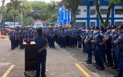 <p><strong>ADDITIONAL SECURITY</strong>. A total of 315 police personnel arrived in Bacolod City on Thursday (Oct. 5, 2022) to augment security operations for the ongoing 43rd Masskara Festival. They are part of the more than 2,200 uniformed personnel and force multipliers tasked to maintain peace and order during the three-week festival, which runs until October 23. <em>(Photo courtesy of Bacolod City Police Office)</em></p>