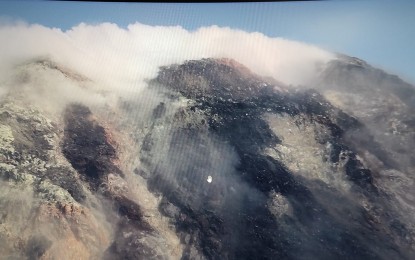 <p><strong>ALERT LEVEL 2.</strong> The crater of Mayon Volcano during an aerial survey on Friday (Oct. 7, 2022). The Philippine Institute of Volcanology and Seismology (Phivolcs) raised Mayon Volcano’s alert level status from 1 to 2 on Friday due to its increasing unrest. <em>(Photo courtesy of Roderick Mendoza)</em></p>