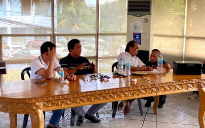 <p><strong>TEMPORARY OFFICE</strong>. Negros Oriental Gov. Roel Degamo (2nd from left) meets with provincial department heads on Monday (Oct. 10, 2022) at the Sidlakang Negros Village where he is currently holding office. Pryde Henry Teves, who insists on remaining as the governor until a Supreme Court decision says otherwise, continues to occupy the capitol. <em>(Photo courtesy of Gov. Roel Ragay Degamo Facebook)</em></p>