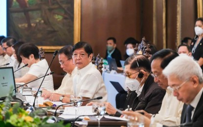 <p><strong>CABINET MEETING</strong>. President Ferdinand “Bongbong” Marcos Jr. presides over the 11th Cabinet meeting at Malacañan Palace on Tuesday morning (Oct. 11, 2022). Marcos and his Cabinet discussed the administration's plans to develop and upgrade the maritime and aviation industries. <em>(Photo courtesy of the Office of the Press Secretary)</em></p>