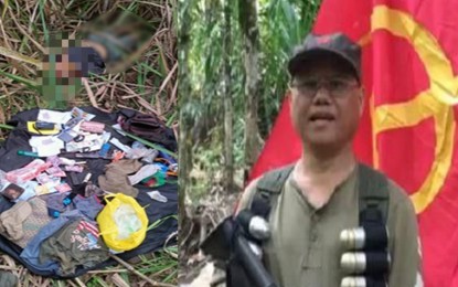 <p><strong>FALLEN REBEL LEADER</strong>. A file photo of Romeo Nanta, the late commanding officer of the Regional Operational Command of the NPA’s Komiteng Rehiyon-Negros. His body (left) was recovered by troops of the Philippine Army’s 94th Infantry Battalion in Sitio Medel of Barangay Carabalan, Himamaylan City in Negros Occidental on Monday (Oct. 10, 2022) following a series of encounters in the hinterland village. <em>(Images courtesy of 3rd Infantry Division, Philippine Army)</em></p>