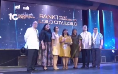 <p><strong>MOST IMPROVED</strong>. Iloilo City is recognized as the most improved highly urbanized city during the Cities and Municipalities Competitiveness Summit 2022 held at the Philippine International Convention Center in Manila on Thursday (Oct. 20, 2022). The inclusion to the roster of competitive cities and municipalities in the list will serve as a magnet for investors, according to Trade and Industry OIC-Regional Director Ermelinda Pollentes on Friday (Oct. 21, 2022). <em>(Photo screen grab from DTI Philippines live streaming)</em></p>