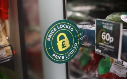 <p>A promotional sign is seen at a supermarket in Reading, Britain, Aug. 21, 2022. <em>(Photo by Tim Ireland/Xinhua)</em></p>