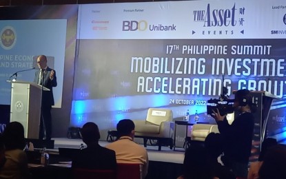 <p><strong>LIFTING THE PESO.</strong> Finance Secretary Benjamin Diokno, in a forum on Monday (Oct. 24, 2022), said government interventions will remain in place to prevent the peso from overshooting the 60-level against the US dollar, He, however, is open to the possibility of the local unit weakening to the 60-level but noted that it is also expected to regain its footing due in part to the seasonal increase in remittances from Filipino workers as well as revenues of the business process outsourcing sector in the last quarter of the year.<em> (Photo by Joann Villanueva)</em></p>