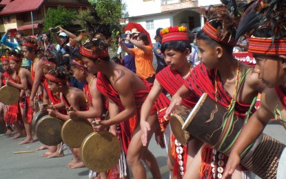 <p><strong>NATIVE ATTIRE.</strong> Young male dancers wearing the “bahag” perform during the 2018 Imbayah festival in Banaue, Ifugao. The NCIP-Cordillera and Benguet’s provincial government are seeking a probe into the misuse of the men's bahag and the women's tapis in a recent theater performance, where they were interchangeably worn by male and female performers, which is considered a cultural taboo. <em>(PNA file photo by Liza Agoot)</em></p>