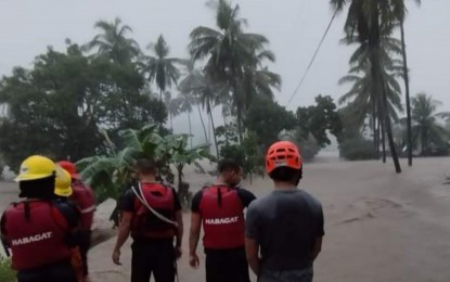 <p><strong>RESCUE.</strong> Firefighters prepare to rescue flood-hit residents in Patnongon, Antique at the height of Severe Tropical Storm Paeng on Oct. 28, 2022. Paeng left at least 121 persons dead across the country, with 92 confirmed so far by the National Disaster Risk Reduction and Management Council. <em>(Photo courtesy of BFP-Patnongon, Antique)</em></p>