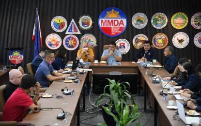 <p><strong>PROJECT ASSESSMENT.</strong> Officials and project proponents from the MMDA and the DPWH held a wrapup meeting Friday (Nov. 4, 2022) to assess the status and updates of the Metro Manila Flood Management Project. MMDA acting chair Romando Artes expressed hope for the extension of the flood control project.<em> (Photo courtesy of MMDA)</em></p>