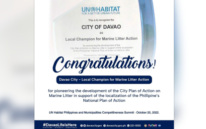 Davao City named UN Habitat PH's champ vs. marine litter