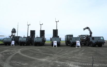 <p><strong>BOOSTING AIR DEFENSE.</strong> The newly acquired ground-based air defense system (GBADS) battery and support vehicles at the Basa Air Base, Floridablanca, Pampanga. The Philippine Air Force (PAF) on Wednesday (Nov. 9, 2022) said the GBADS would help protect vital military installations, ground and air assets, and the country's densely populated areas or key political and business infrastructures. <em>(Photo courtesy of PAF)</em></p>