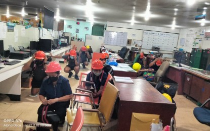 <p><strong>DUCK, COVER, HOLD.</strong> Military troops join the fourth quarter Nationwide Simultaneous Earthquake Drill on Thursday (Nov. 10, 2022). The Office of Civil Defense (OCD) thanked the public and various stakeholders for their continued support to disaster preparedness drills <em>(Photo courtesy of AFP)</em></p>