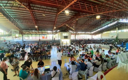 <p><strong>PASSPORT ON WHEELS</strong>. Applicants troop to the Sta. Barbara Municipal Gymnasium in Sta. Barbara, Iloilo province for the Passport on Wheels (POW) that kicked off the town’s Kahilwayan Festival on Nov. 3-5, 2022. Sta. Barbara tourism officer Irene Magallon on Friday, (Nov. 11) said after the Kahilwayan Festival, they will be hosting the launching of the Lechon Festival of the provincial government eyed to help hog growers. <em>(Photo courtesy of Jorry Palada)</em></p>