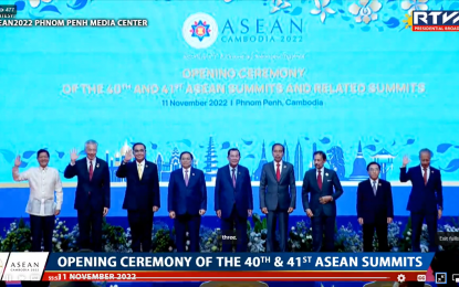 <p><strong>FORMAL OPENING.</strong> President Ferdinand R. Marcos Jr. joins his fellow Southeast Asian leaders in the formal opening of the 40th and 41st Association of Southeast Asian (ASEAN) Summit and Related Summits in Phnom Penh, Cambodia on Friday (Nov. 11, 2022). Marcos, accompanied by his Cabinet secretaries and other Philippine government officials, is currently in Phnom Penh for the ASEAN Summit and Related Summits which will conclude on Nov. 13. <em>(Screenshot from Radio Television Malacañang)</em></p>