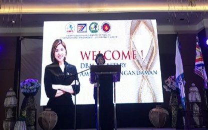 <p><strong>FULL DEVOLUTION</strong>. Budget Secretary Amenah Pangandaman delivers her message during the Visayas Area Conference of the Philippine League of Local Budget Officers (PHILLBO) held in Tacloban City, Leyte on Wednesday (Nov. 16, 2022). Pangandaman vowed to assist local budget officers and public financial managers as the national government pushes to implement full devolution. <em>(Screengrab from DBM)</em></p>