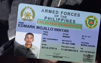 <p><strong>FATALITY</strong>. Pfc Edmark Iwayan, an enlisted personnel of the Philippine Army’s 3rd Infantry Division, was killed during a shooting in a resto bar in Bacolod City on Wednesday (Nov. 16, 2022). Four others were injured, among them his comrade Pfc Joebert Villagracia, and suspect Ulysis Carampatana, a bank accountant.<em> (Photo courtesy of Bacolod City Police Office)</em></p>
