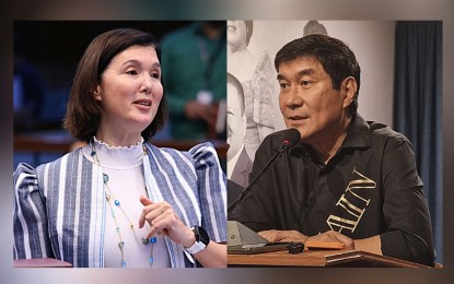 <p>Senators Pia Cayetano and Raffy Tulfo.  <em>(PNA photo)</em></p>