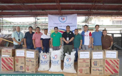 <p><strong><span data-preserver-spaces="true">PAENG-HIT AREAS. </span></strong><span data-preserver-spaces="true">Representatives of the Office of the Vice President Disaster Operations Center (DOC) turn over relief goods to local officials in Laguna on Thursday (Nov. 17, 2022). Laguna is one of the typhoon Paeng-hit areas that still needs support to recover. </span><em><span data-preserver-spaces="true">(Photo courtesy: Office of the Vice President)</span></em></p>
<p> </p>