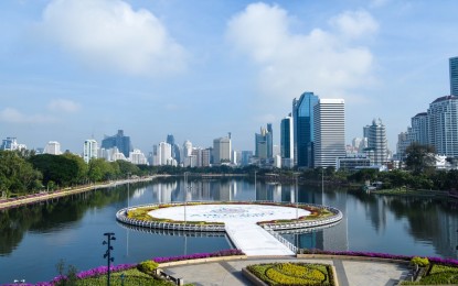 <p>This photo taken at the Queen Sirikit National Convention Center on Nov. 18, 2022 shows a view of downtown Bangkok, Thailand. <em>(Photo by Xinhua/Guo Lei) </em></p>