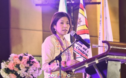 <p><span style="font-weight: 400;"><strong>BUDGET MANAGEMENT</strong> Department of Budget and Management (DBM) Secretary Amenah Pangandaman delivers a keynote address during the Philippine League of Local Budget Officers (PHILLBO) Visayas Area Conference in Tacloban City, Leyte on November 16. <em>(Photo courtesy of DBM Facebook page) </em></span></p>