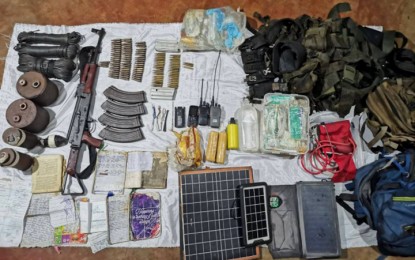 <p><strong>SEIZED ITEMS.</strong> The recovered items from the hideout of the New People’s Army rebels in Malaybalay City, Bukidnon, following two clashes on Nov. 15-16 that included firearms and ammunition. The Army's 8th Infantry Battalion on Monday (Nov. 21, 2022) called on remnant forces of the communist New People’s Army rebels to surrender rather than get killed fighting a lost cause. <em>(Photo courtesy of 4ID-8IB)</em></p>