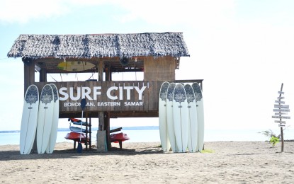 <p><strong>SURF CITY</strong>. The main venue of the national surfing competition in Borongan City, Eastern Samar. The city government is all set to welcome about 400 national competitors, coaches, and guests to the week-long National Surfing Competition that will start on Nov. 26, 2022. <em>(Photo courtesy of the Borongan City government)</em></p>