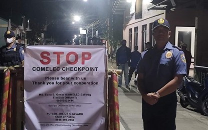 <p><strong>GUN BAN</strong>. The Bulacan Police Provincial Office conducts gun ban checkpoints in Baliwag, Bulacan starting on Thursday (Nov. 24, 2022) until Dec. 24. This is in connection with the plebiscite for the cityhood bid of Baliwag town. <em>(Photo courtesy of Baliwag PNP)</em></p>
<p><em> </em></p>