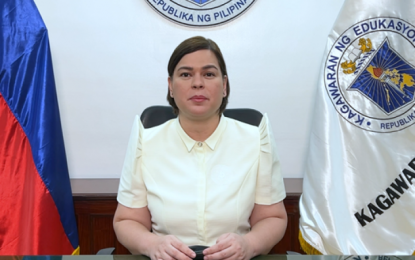 <p><strong>CCC WEEK 2022.</strong> Vice President Sara Duterte delivers a video message during the 15th Global Warming and Climate Change Consciousness Week (CCC Week 2022) on Nov. 25, 2022. Duterte underscored the need to increase the country’s carbon sequestration capacity through nature-based solutions, particularly through tree planting and growing activities. <em>(Contributed photo)</em></p>