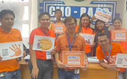 <p><strong>NO TO VAW</strong>. In a video released by the Bacolod City government earlier this week, employees of the City Mayor’s Office-Public Affairs and Assistance Division, wearing orange shirts, join the 18-day campaign to end violence against women. The advocacy campaign, observed annually from Nov. 25 to Dec. 12, aims to raise awareness and ignite action to protect the human rights of women and girls against all forms of gender-based violence.<em> (Screengrab from Bacolod City PIO video)</em></p>