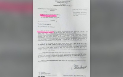 <p><strong>ARREST ORDER.</strong> A copy of the warrant of arrest for attempted murder issued by Acting Presiding Judge Walter Zorilla of the Regional Trial Court Branch 56 based in Himamaylan City, Negros Occidental to the late New People’s Army leader Ericson Acosta and two of his comrades on Dec. 1, 2022. The order came a day after Acosta died in an encounter with government troops in Sitio Makilo, Barangay Camansi of the neighboring Kabankalan City on Nov. 30.  <em>(Image courtesy of RTF-ELCAC Western Visayas)</em></p>
