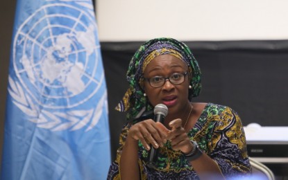 <p>UN Special Rapporteur on the Sale and Sexual Exploitation of Children during a press conference following her official country visit to the Philippines on Dec. 8, 2022. <em>(PNA photo by Avito Dalan)</em></p>