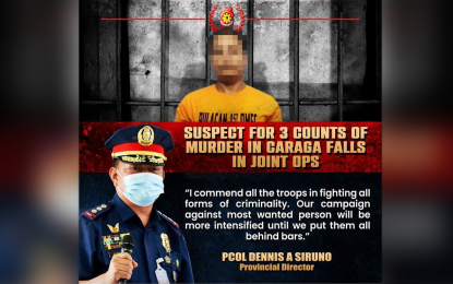 <p><strong>ARRESTED NPA LEADER.</strong> The Surigao del Sur Police reports the arrest of Ronald Galdiano, alias Rolando Enriquez, the commanding officer of the Weakened New People’s Army Guerrilla Front 19, Sub-Regional Committee Southland, North Eastern Mindanao Regional Committee, during a police operation in Barangay Guinhawa, Malolos City, Bulacan on Thursday (Dec. 8, 2022). The suspect has arrest warrants for three counts of murder issued by the local court in Lianga, Surigao del Sur.<em> (Photo courtesy of SDSPPO)</em></p>