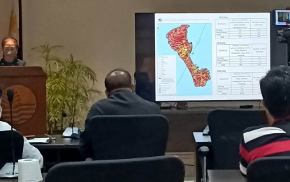<p>photo:</p>
<p><strong>SINKHOLES</strong>. Engr. Mae Magarzo, chief of the MGB Geosciences Division, presents the result of their Karst Subsidence Hazard Mapping of Boracay in a media forum on Monday (Dec. 12, 2022). She said the carrying capacity of Boracay must be observed as the island is vulnerable to sinkholes. (<em>PNA photo by PGLena)</em></p>